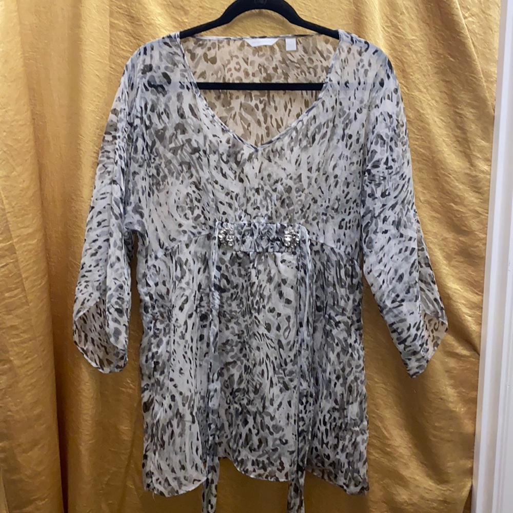 NY&C sheer leopard print blouse (Medium)